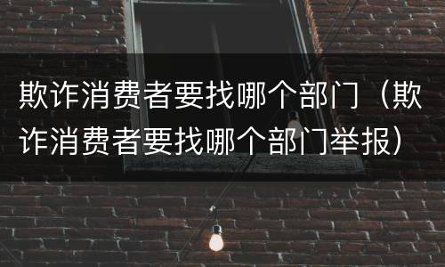 欺诈消费者要找哪个部门（欺诈消费者要找哪个部门举报）