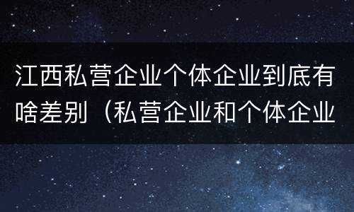江西私营企业个体企业到底有啥差别（私营企业和个体企业有什么区别）