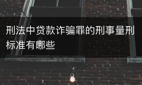 刑法中贷款诈骗罪的刑事量刑标准有哪些