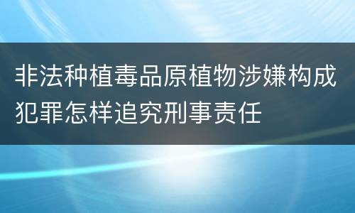 非法种植毒品原植物涉嫌构成犯罪怎样追究刑事责任