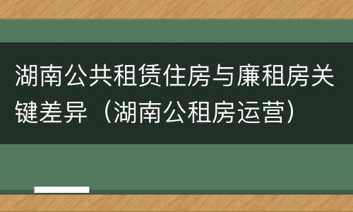湖南公共租赁住房与廉租房关键差异（湖南公租房运营）