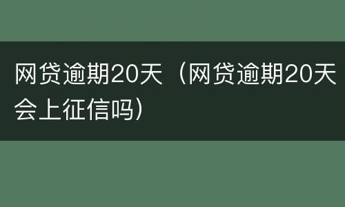 网贷逾期20天（网贷逾期20天会上征信吗）
