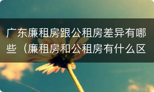 广东廉租房跟公租房差异有哪些（廉租房和公租房有什么区别广州）
