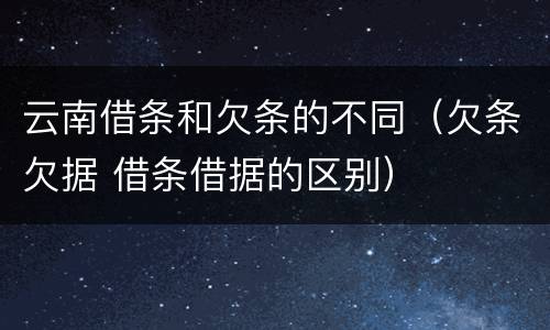 云南借条和欠条的不同（欠条欠据 借条借据的区别）