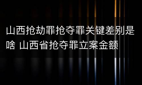 山西抢劫罪抢夺罪关键差别是啥 山西省抢夺罪立案金额
