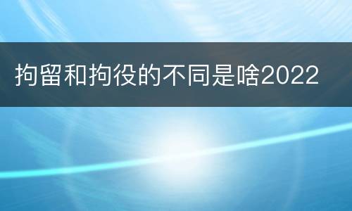 拘留和拘役的不同是啥2022
