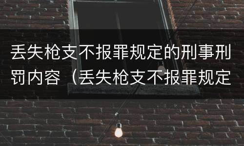 丢失枪支不报罪规定的刑事刑罚内容（丢失枪支不报罪规定的刑事刑罚内容包括）
