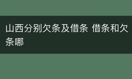 山西分别欠条及借条 借条和欠条哪