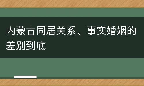 内蒙古同居关系、事实婚姻的差别到底