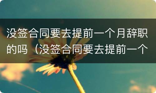没签合同要去提前一个月辞职的吗（没签合同要去提前一个月辞职的吗合法吗）