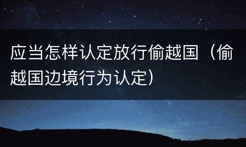 应当怎样认定放行偷越国（偷越国边境行为认定）