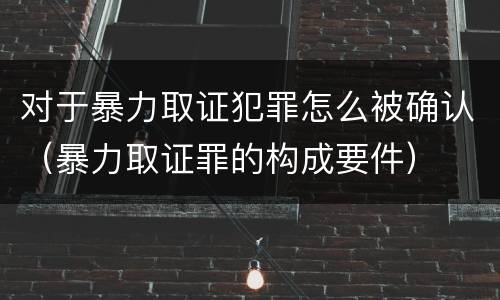 对于暴力取证犯罪怎么被确认（暴力取证罪的构成要件）