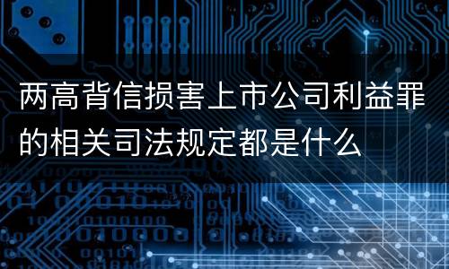 两高背信损害上市公司利益罪的相关司法规定都是什么
