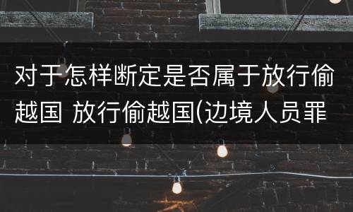 对于怎样断定是否属于放行偷越国 放行偷越国(边境人员罪