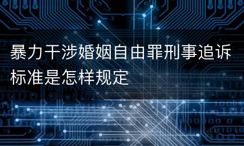 暴力干涉婚姻自由罪刑事追诉标准是怎样规定