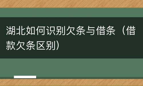 湖北如何识别欠条与借条（借款欠条区别）