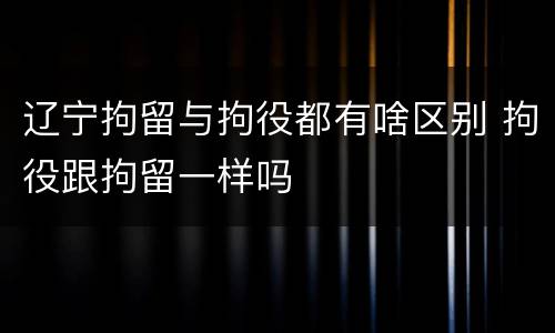 辽宁拘留与拘役都有啥区别 拘役跟拘留一样吗