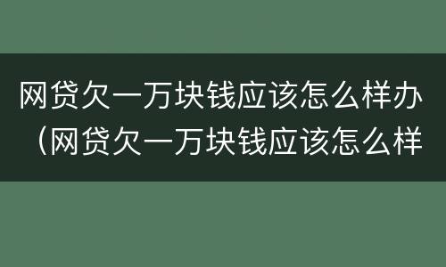 网贷欠一万块钱应该怎么样办（网贷欠一万块钱应该怎么样办呢）