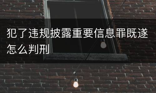 犯了违规披露重要信息罪既遂怎么判刑