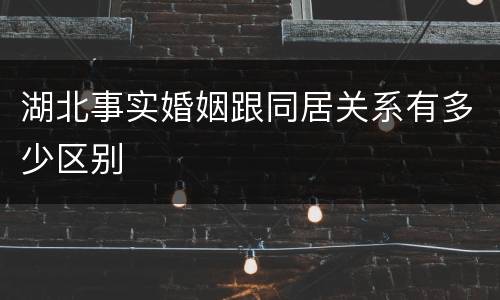 湖北事实婚姻跟同居关系有多少区别