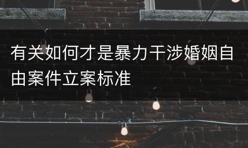 有关如何才是暴力干涉婚姻自由案件立案标准