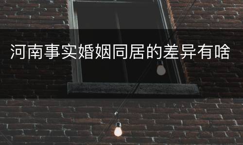 河南事实婚姻同居的差异有啥