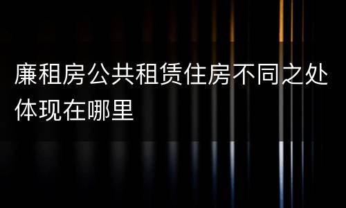 廉租房公共租赁住房不同之处体现在哪里
