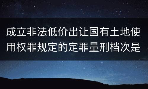 成立非法低价出让国有土地使用权罪规定的定罪量刑档次是怎样的