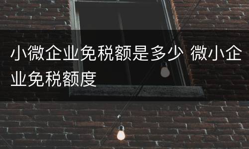 小微企业免税额是多少 微小企业免税额度