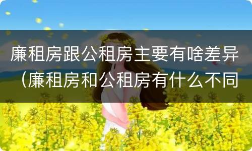 廉租房跟公租房主要有啥差异（廉租房和公租房有什么不同?）