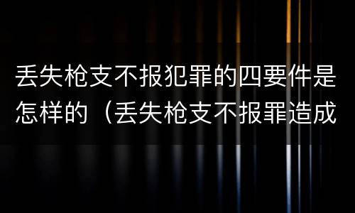 丢失枪支不报犯罪的四要件是怎样的（丢失枪支不报罪造成严重后果）