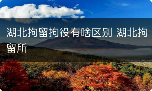 湖北拘留拘役有啥区别 湖北拘留所