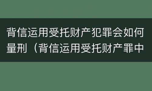 背信运用受托财产犯罪会如何量刑（背信运用受托财产罪中的犯罪主体包括）