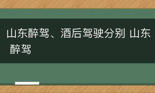 山东醉驾、酒后驾驶分别 山东 醉驾