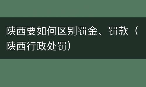 陕西要如何区别罚金、罚款（陕西行政处罚）