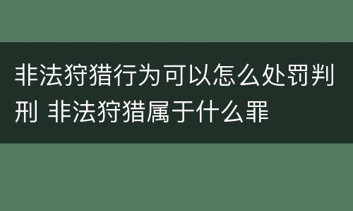 非法狩猎行为可以怎么处罚判刑 非法狩猎属于什么罪