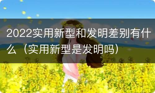 2022实用新型和发明差别有什么（实用新型是发明吗）