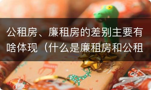 公租房、廉租房的差别主要有啥体现（什么是廉租房和公租房两个有什么特点）