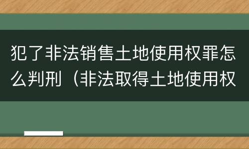 犯了非法销售土地使用权罪怎么判刑（非法取得土地使用权构成什么罪）