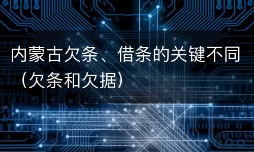 内蒙古欠条、借条的关键不同（欠条和欠据）