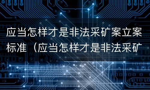 应当怎样才是非法采矿案立案标准（应当怎样才是非法采矿案立案标准呢）