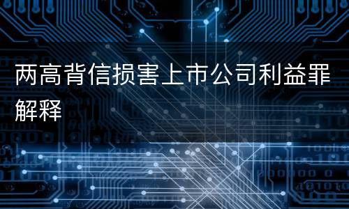 两高背信损害上市公司利益罪解释