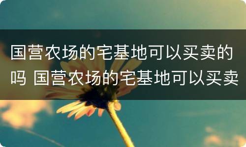 国营农场的宅基地可以买卖的吗 国营农场的宅基地可以买卖吗?