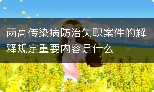 两高传染病防治失职案件的解释规定重要内容是什么