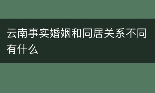 云南事实婚姻和同居关系不同有什么