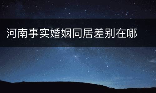 河南事实婚姻同居差别在哪