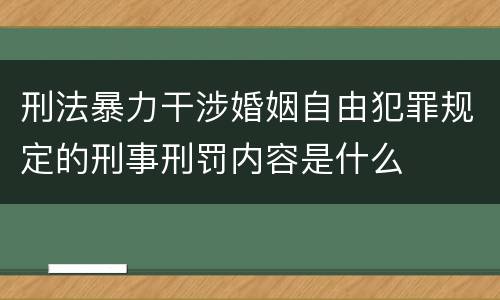 刑法暴力干涉婚姻自由犯罪规定的刑事刑罚内容是什么