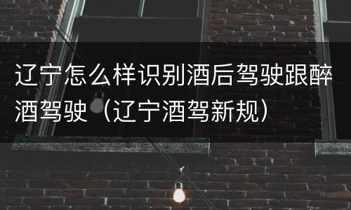 辽宁怎么样识别酒后驾驶跟醉酒驾驶（辽宁酒驾新规）