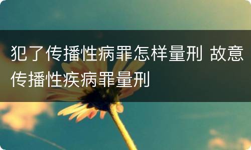 犯了传播性病罪怎样量刑 故意传播性疾病罪量刑