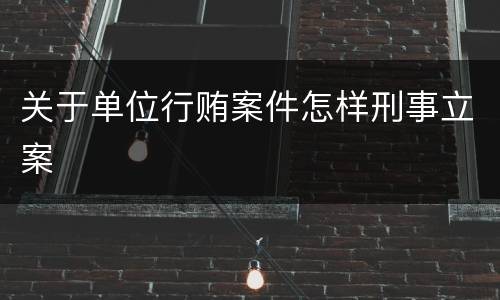 关于单位行贿案件怎样刑事立案